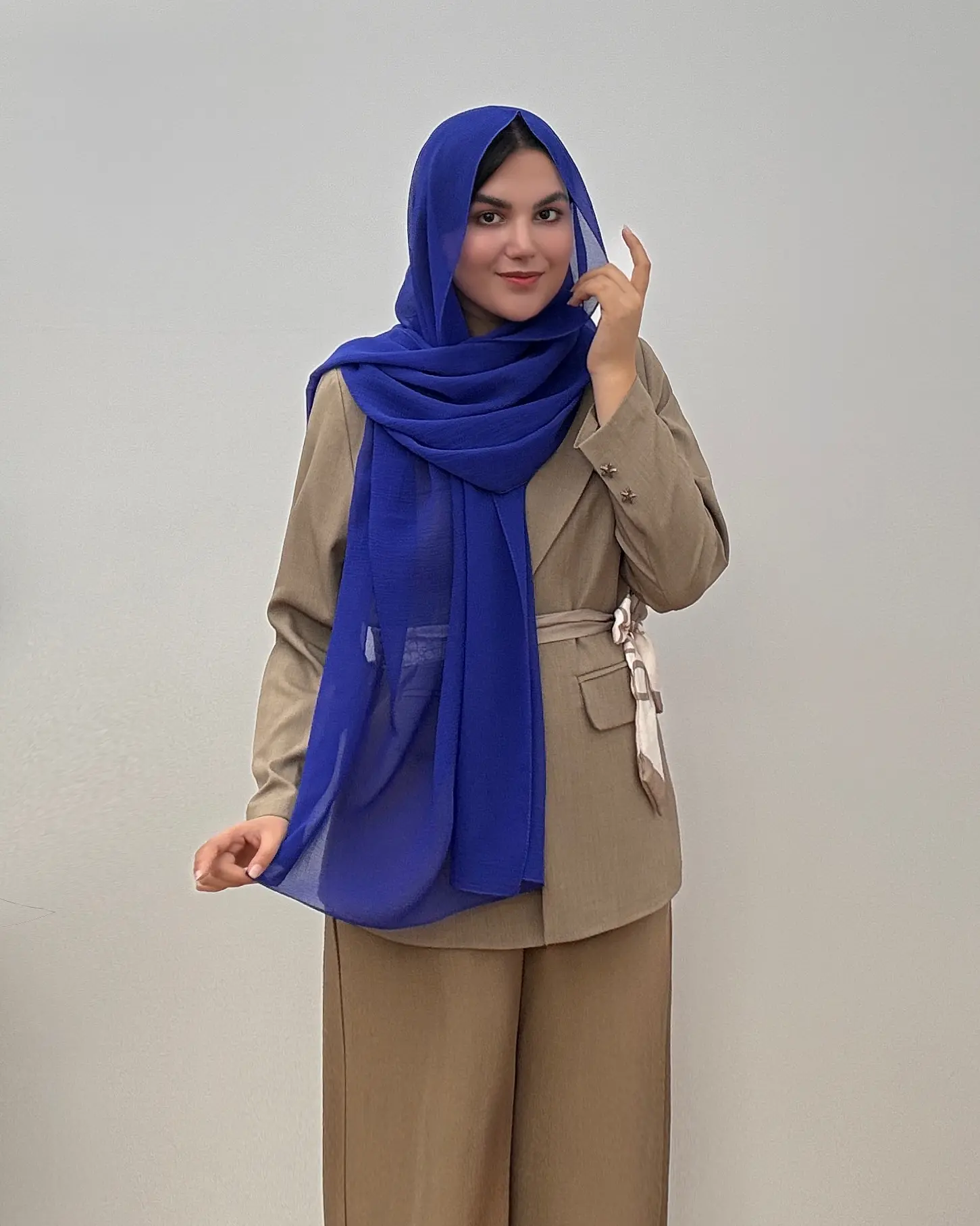 شال حریر شیشه ای طرح پفکی